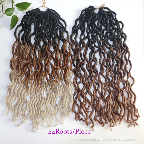 Wholesale Private Label  20inches Ombre Faux Wave Gypsy Goddess Locs Synthetic Crochet Hair Bulk for Women
